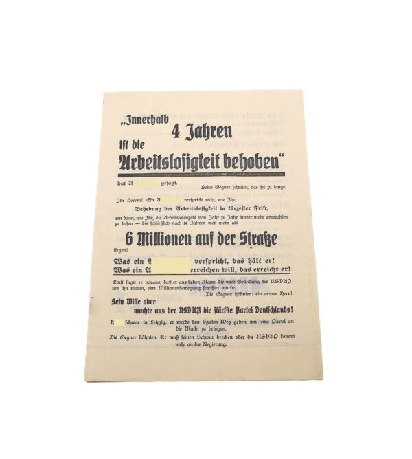 Flugblatt – Zur Wahl – NSDAP – Liste 1 – Partei