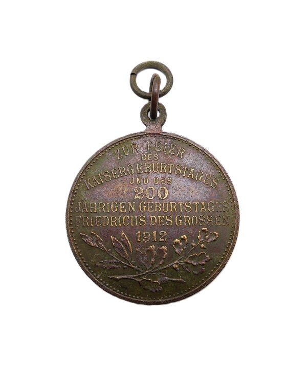 Medaille - Wilhelm II - Zur Feier des Kaisergeburstages und des 200 jährigen Geburstages Friedrich des Großen 1912 - Bodenfund – Bild 2