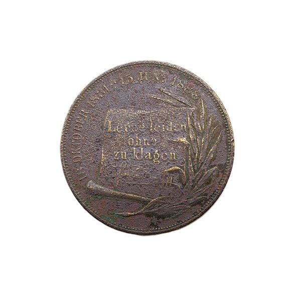 Medaille - Friedrich Deutscher Kaiser König Preussen 1888 - Lerne Leiden ohne Klagen - Bodenfund – Bild 2